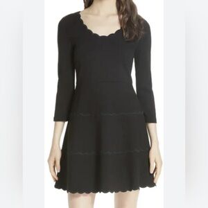 NWOT Kate Spade polka dot scalloped fit and flare dress 8 *flaw*